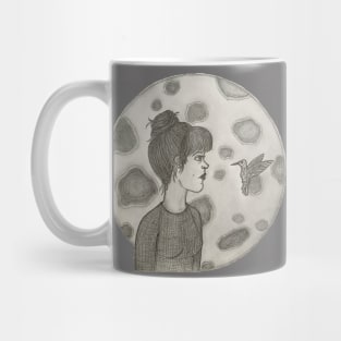 Woman and Hummingbird with Moon, “Everything’s Connected” Mug